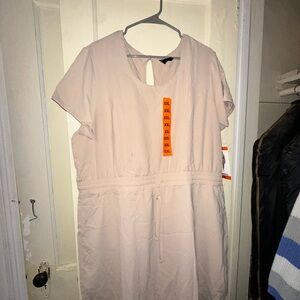 Women's Casual Short Sleeve Drawstring Waist Dress - moonlight